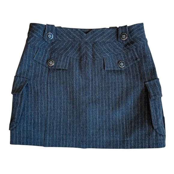 Boston Proper Gray Sparkle Thread Pinstripe Mini Skirt with Pockets - Size 4 - Picture 3 of 9